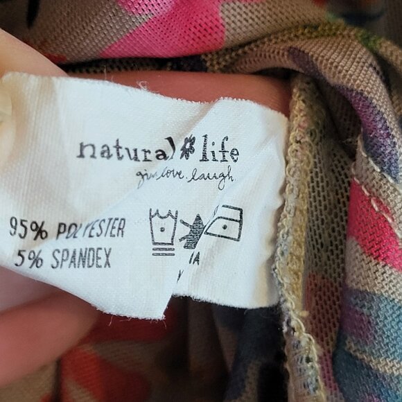 Natural Life Top Women's XL Multicolor Floral Sheer Rusched Front Carina Boho - Picture 9 of 9